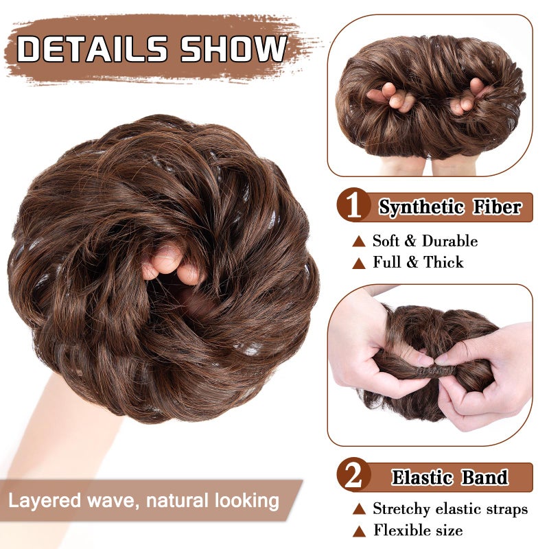 MORICA Messy Hair Bun Hair Scrunchies Extension Curly Wavy fake hair bun Synthetic Chignon hair pieces for Women(4/30#) - Image 3